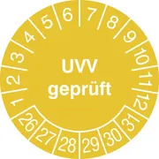 Prüfplakette - mit Jahresfarbe »UVV geprüft« 