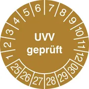 Prüfplakette - mit Jahresfarbe »UVV geprüft« 