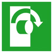 Rettungsschild »Öffnung durch Rechtsdrehung« 