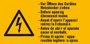 Warn-​Kombischild »Vor Öffnen des Gerätes Netzstecker ziehen« 