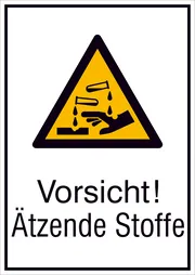Warn-​Kombischild »Vorsicht! Ätzende Stoffe« 