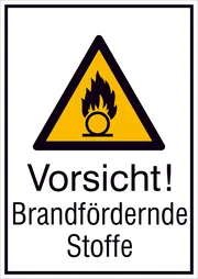 Warn-​Kombischild »Vorsicht! Brandfördernde Stoffe« 
