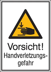 Warn-​Kombischild »Vorsicht! Handverletzungsgefahr« 