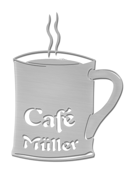 Edelstahl Design Firmenschild f�r ein Cafe oder eine Bar