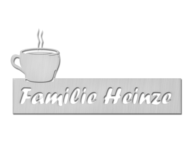 Edelstahl Schild mit dem Familiennamen f�r die Eingangst�r oder den Torpfosten