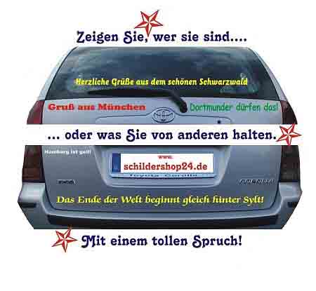 Autoaufkleber mit lustigen Spr�chen